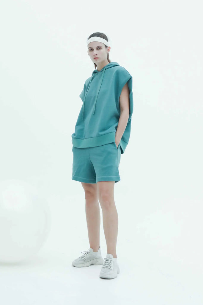 fibflx women's clothes sweat shorts terry cotton drawstring pull up work out shorts casual green