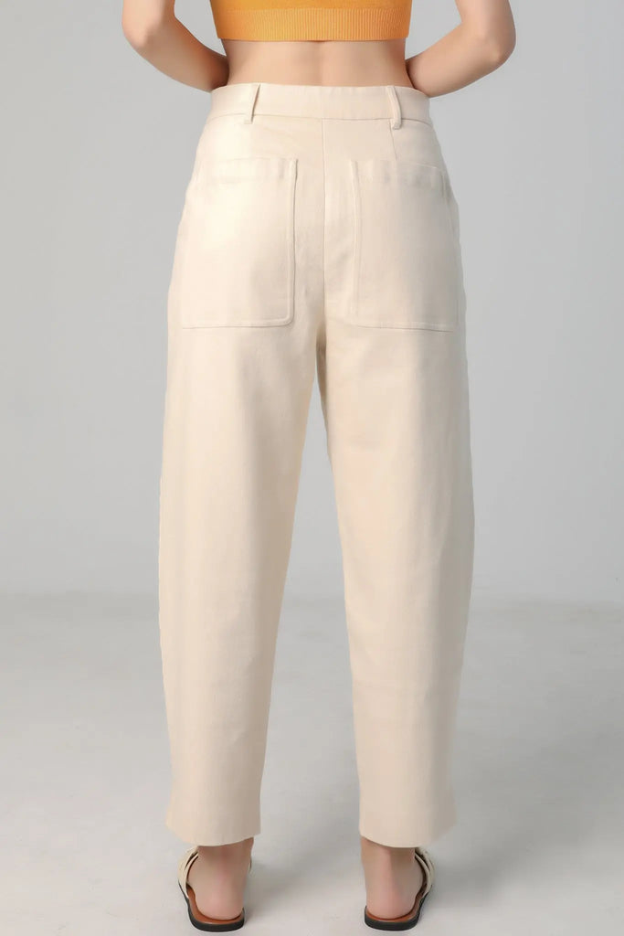 fibflx women's tapered crop pants capris jeans 100% undyed cotton white