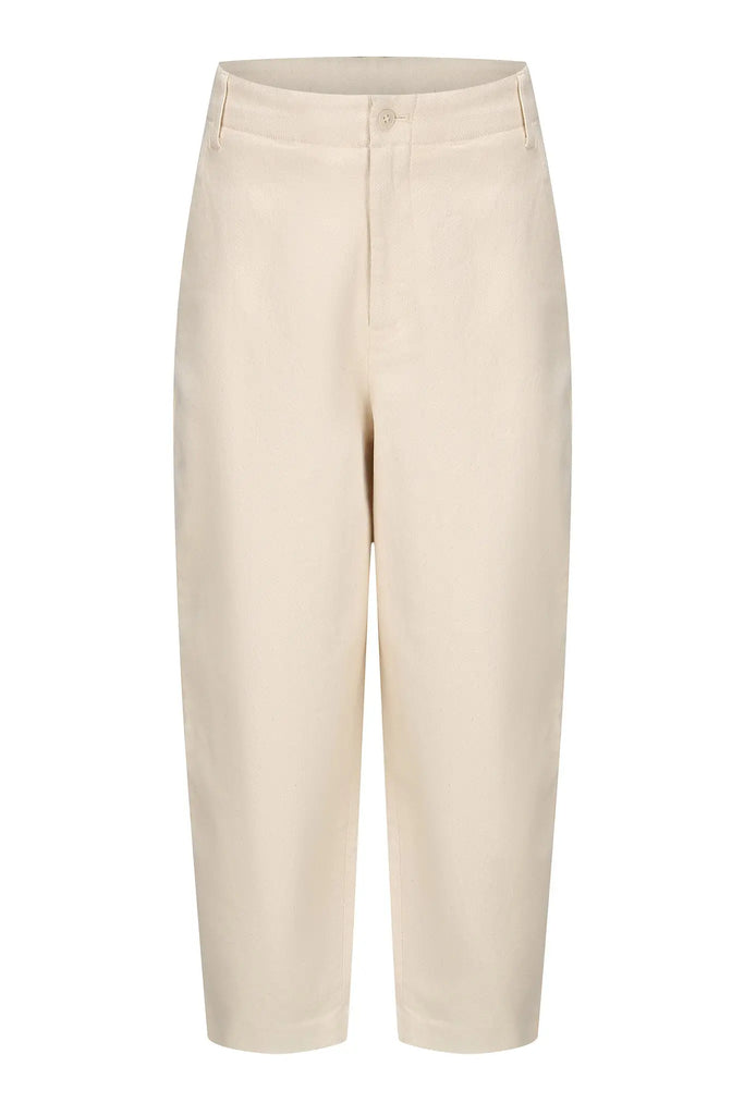 fibflx women's tapered crop pants capris jeans 100% undyed cotton white