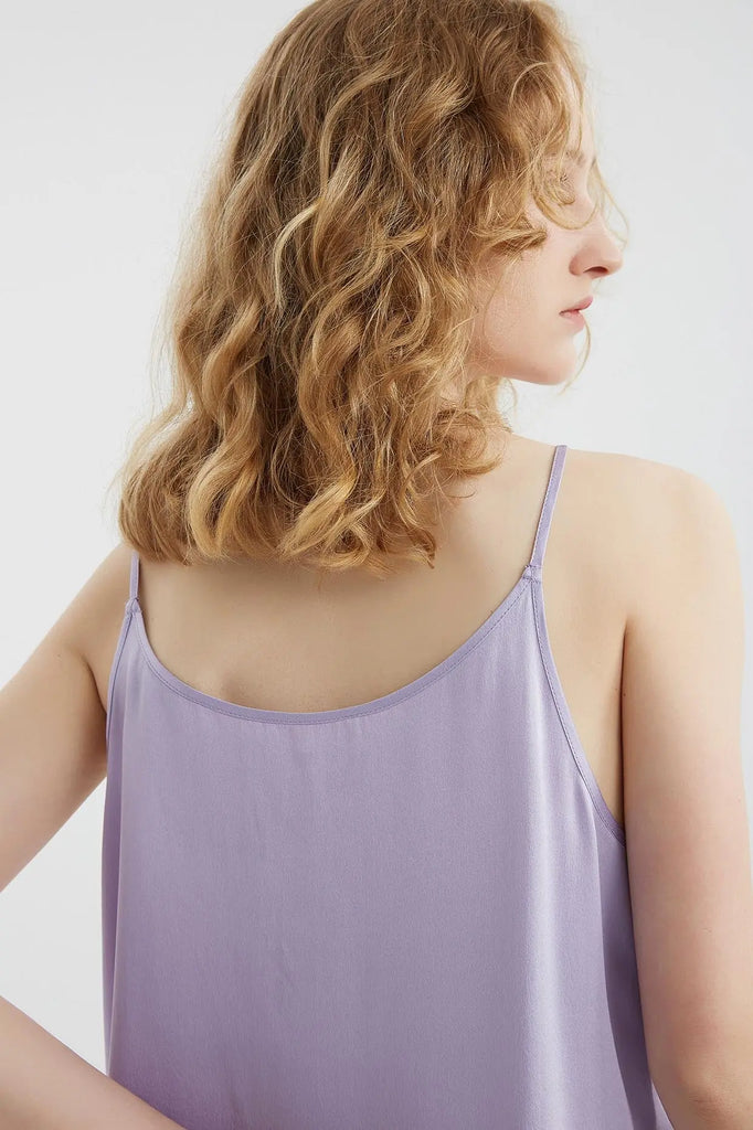 fibflx women's clothes summer silk fabric v neck silk camisole purple