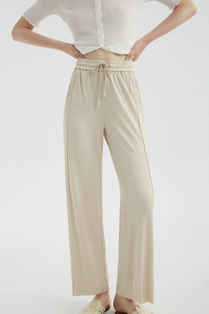 fibflx women's clothes summer fall straight drape pants wide leg fit acetate fabric  white